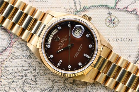 brown rolex box|Rolex day date brown dial.